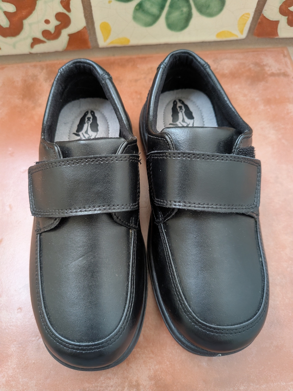 Kid's Black Leather Strap Casual Shoes 12 W